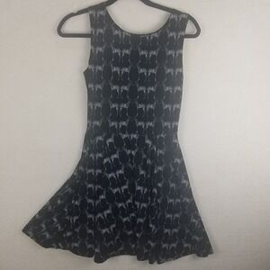 Miss Cherry Black White Zebra Print Sleeveless Fit Flare Dress Women's 8 Vintage